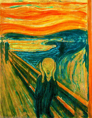 Lilies Paintings - The Scream Group of paintings by Edvard Munch by Tony Rubino