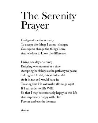 Modern Man Movies - The Serenity Prayer - Reinhold Niebuhr Poem - Literature - Typography Print 1 by Studio Grafiikka