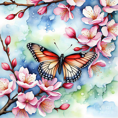 Florals Digital Art - The soft floral butterfly by Sen Tinel