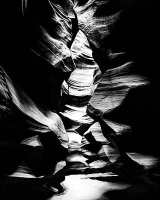 Abstract Landscape Photo Royalty Free Images - The Space Between - Antelope Canyon Grayscale Royalty-Free Image by Gregory Ballos