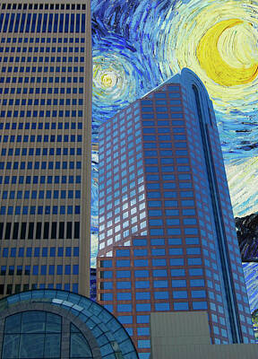 City Scenes Mixed Media - The Starry City of Charlotte by Bob Pardue