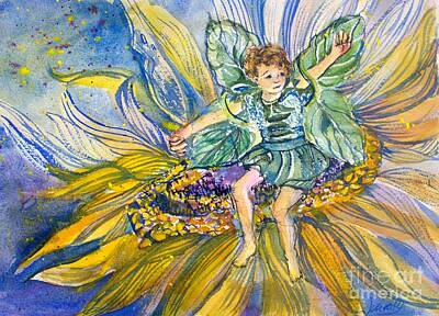 Sunflowers Paintings - The Sun-Flower Fairy by Mindy Newman
