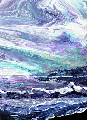 Laura Iverson Royalty-Free and Rights-Managed Images - The Swirling Purple Sea by Laura Iverson