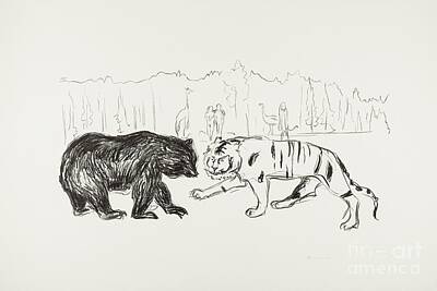 Staff Picks Judy Bernier Rights Managed Images - The Tiger and the Bear ca. 1908-1909 by Edvard Munch. Royalty-Free Image by Shop Ability