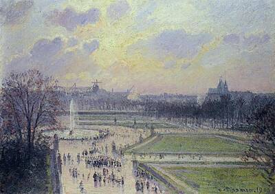 Lovely Lavender - The Tuileries Bassin  Afternoon 1900  by Camille Pissarro 1830  1903 by Artistic Rifki