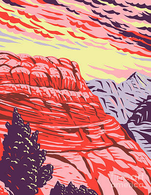 Landscapes Digital Art - The Vermilion Cliffs National Monument in Coconino County Arizona includes the Paria Plateau Vermilion Cliffs Coyote Buttes and Paria Canyon WPA Poster Art by Aloysius Patrimonio