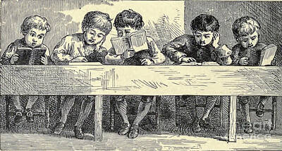 Black And White Line Drawings - The village master taught his little school l2 by Historic Illustrations