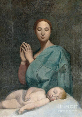 City Scenes Paintings - The Virgin With The Sleeping Infant Jesus by Sad Hill - Bizarre Los Angeles Archive