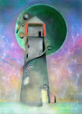 Surrealism Drawings - The Watchtower by David Neace