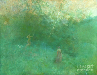 City Scenes Paintings - The White Birch - Thomas Wilmer Dewing by Sad Hill - Bizarre Los Angeles Archive