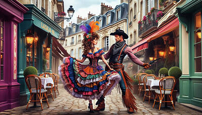 Fantasy Digital Art Rights Managed Images - The Wild West Meets Paris Royalty-Free Image by Rachel Knight