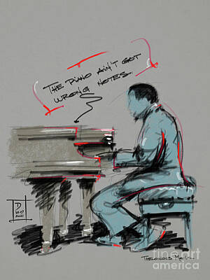 Jazz Drawings - Thelonious Monk.The piano aint got wrong notes. by Drawspots Illustrations