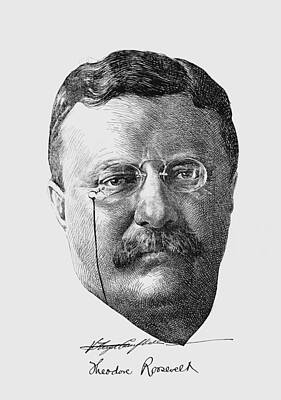 Politicians Drawings Rights Managed Images - Theodore Roosevelt Drawn Portrait - 1904 Royalty-Free Image by War Is Hell Store