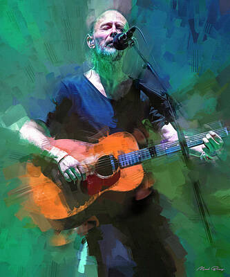 Musicians Mixed Media - Thom Yorke Musician by Mal Bray