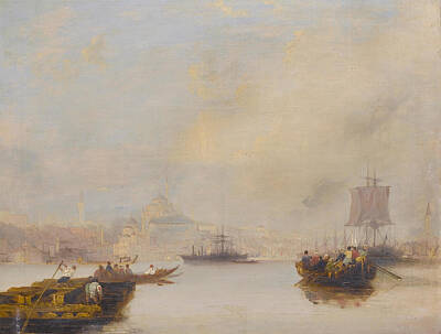 Music Paintings - Thomas Allom F.R.I.B.A.  Constantinople from the entrance of the Golden Horn by Artistic Rifki