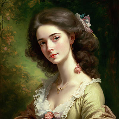 Fantasy Digital Art - Young Woman Gainsborough by Robert Knight