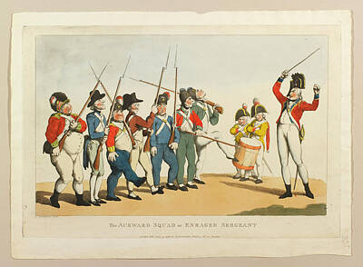 Southwest Landscape Paintings - THOMAS ROWLANDSON 1757 1827 The Aukward sic Squad or Enraged Sergeant 17 Jul 1798 by Artistic Rifki