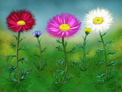 Floral Digital Art - Three Amigos and Friends by Gary F Richards