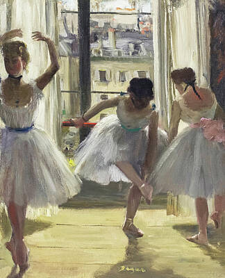Royalty-Free and Rights-Managed Images - Three Dancers in an Exercise Hall by Edgar Degas by Mango Art