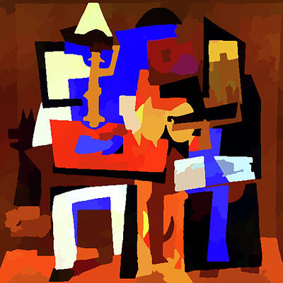 Musicians Digital Art - Three Musicians III by Jon Baran