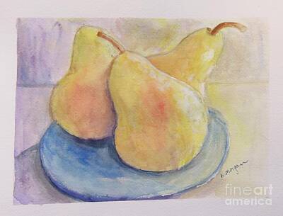 Still Life Paintings - Three Pears by Laurie Morgan