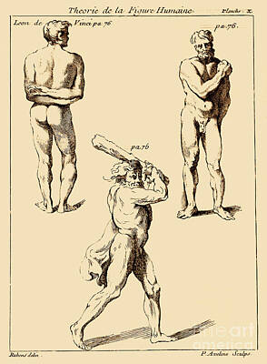 City Scenes Drawings - Three Studies of Male Figures 2 by Peter Paul Rubens  by Sad Hill - Bizarre Los Angeles Archive