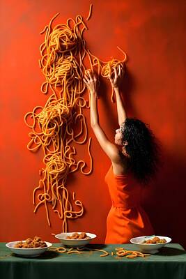 Food And Beverage Digital Art - Throwing Spaghetti on the wall by EML CircusValley