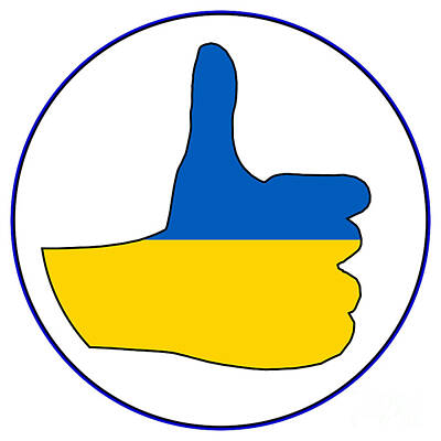 Glass Of Water Rights Managed Images - Thumbs Up Ukraine Flag Royalty-Free Image by Bigalbaloo Stock