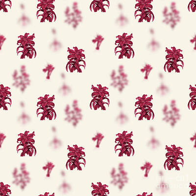 Lilies Royalty Free Images - Thunbergs Orange Lily Botanical Seamless Pattern in Viva Magenta n.0911 Royalty-Free Image by Holy Rock Design