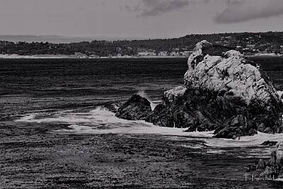 The Beach House - Tidal Marks at Monterey Black and White by Theresa Fairchild