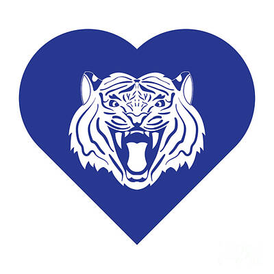 Animals Digital Art - Tiger Cares Blue by College Mascot Designs