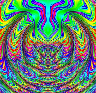Wilderness Camping - Tiger In A Rainbow Vortex Fractal Abstract by Rose Santuci-Sofranko