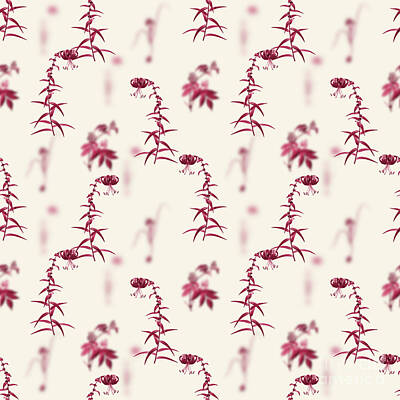 Lilies Mixed Media -  Tiger Lily Botanical Seamless Pattern in Viva Magenta n.0335 by Holy Rock Design