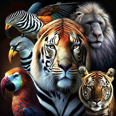 Fantasy Digital Art - Tiger by Robert Knight