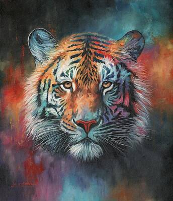 Animals Paintings - Tigers Gaze by David Stribbling