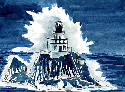 Mixed Media Royalty Free Images - Tillamook Rock Lighthouse, Oregon Royalty-Free Image by Margaret Bucklew