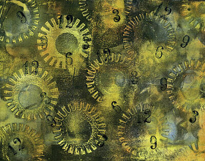 Steampunk Paintings - Time and wheels by Karen Kaspar