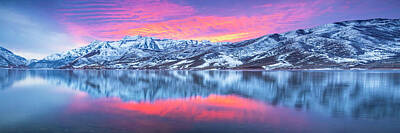 Christmas In The City - Timpanogos January Reflection Panorama by Johnny Adolphson