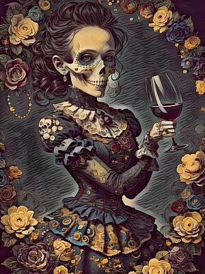Wine Digital Art Royalty Free Images - Toast to the Night Royalty-Free Image by Bliss Of Art