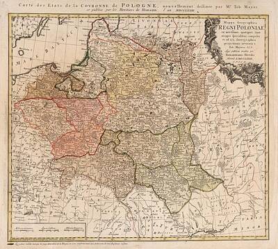 Martini Royalty-Free and Rights-Managed Images - Tobias Mayer - Map of Austria and Bohemia 1747 by Padre Martini by Padre Martini
