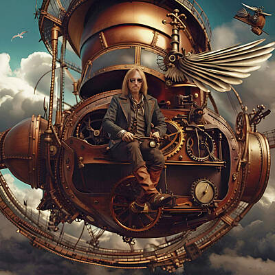 Steampunk Royalty Free Images - Tom Petty Learning to Fly Steampunk Royalty-Free Image by Mal Bray
