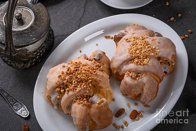 David Bowie - Top view of delicious croissants on a white plate by Wdnet Studio