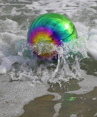 Enso Paintings - Topsail Island Gazing Ball Splash Ashore by Betsy Knapp