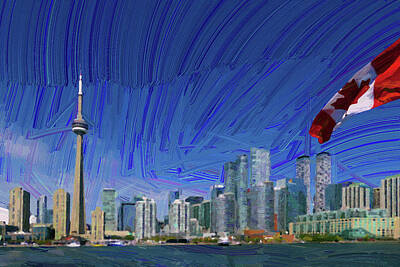 Abstract Skyline Royalty Free Images - Toronto skyline - Abstract Oil Painting by Ahmet Asar Royalty-Free Image by Celestial Images