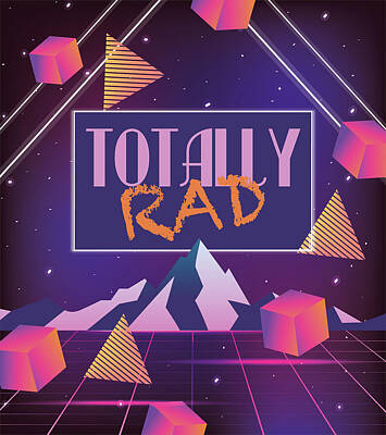Science Fiction Royalty-Free and Rights-Managed Images - Totally Rad... fashion geometric style and neon texture Tees Tee T-Shirt T Shirt by Tony Rubino