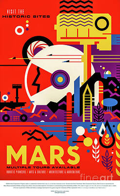 Science Fiction Drawings - Tour Mars NASA Science Fiction Poster by M G Whittingham