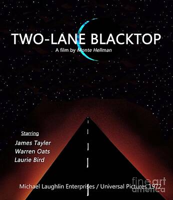 Musician Mixed Media Rights Managed Images - Tow Lane Blacktop 1972 retro movie poster Royalty-Free Image by David Lee Thompson