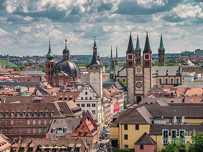 Cargo Boats Rights Managed Images - Towers of Wurzburg in Franconia, Germany Royalty-Free Image by Frank Bach
