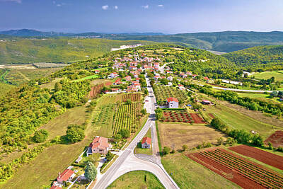 Auto Illustrations - Town of Barban on picturesque Istrian hill aerial view by Brch Photography