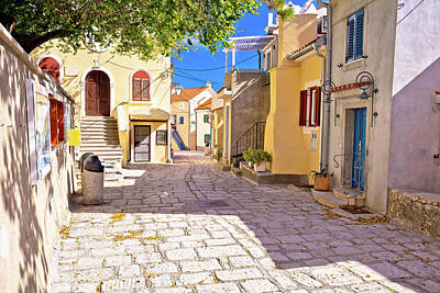 Patriotic Signs - Town of Baska colorful architecture street view by Brch Photography